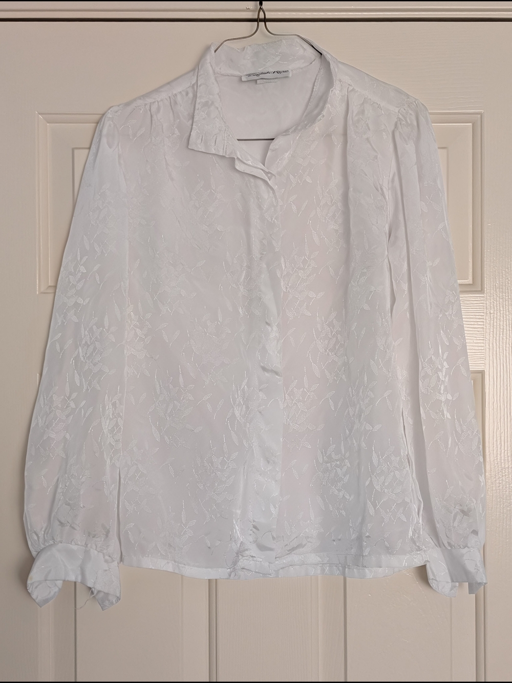 english rose White Floral Button-Up Blouse, Size 10